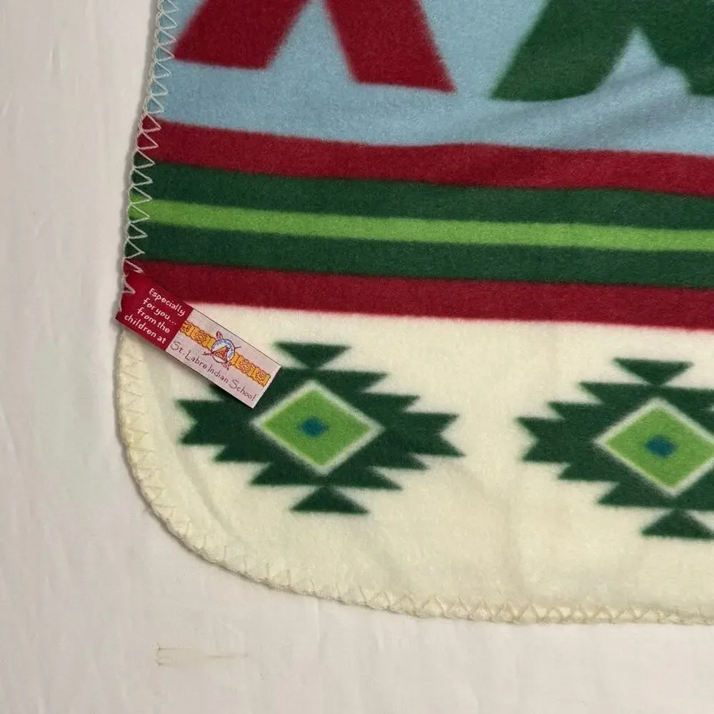 St. Labre Indian School Fleece Blanket 38x60 Southwest Native Print Teepee Stars